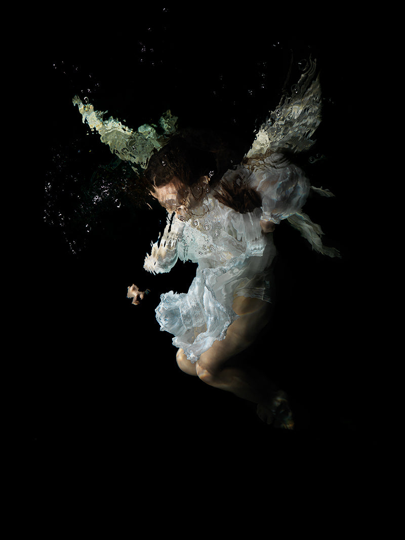 Spectral Submersion: Art Historical Figures in Chiaroscuro Depths of water