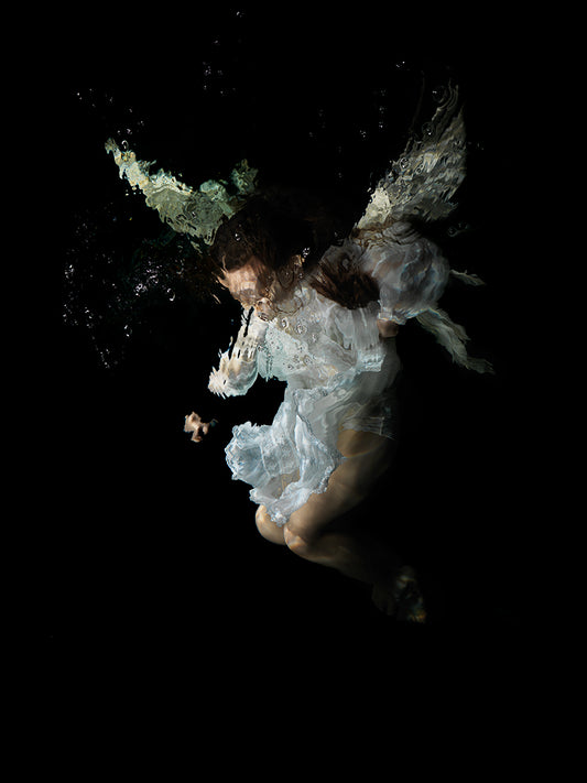 Spectral Submersion: Art Historical Figures in Chiaroscuro Depths of water