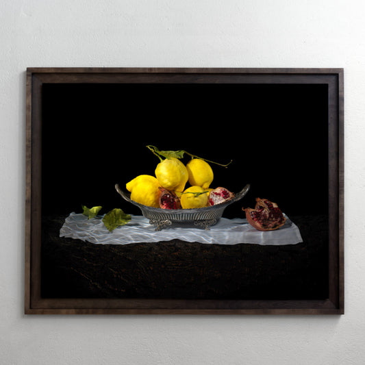 a framed vanitas still life on the wall