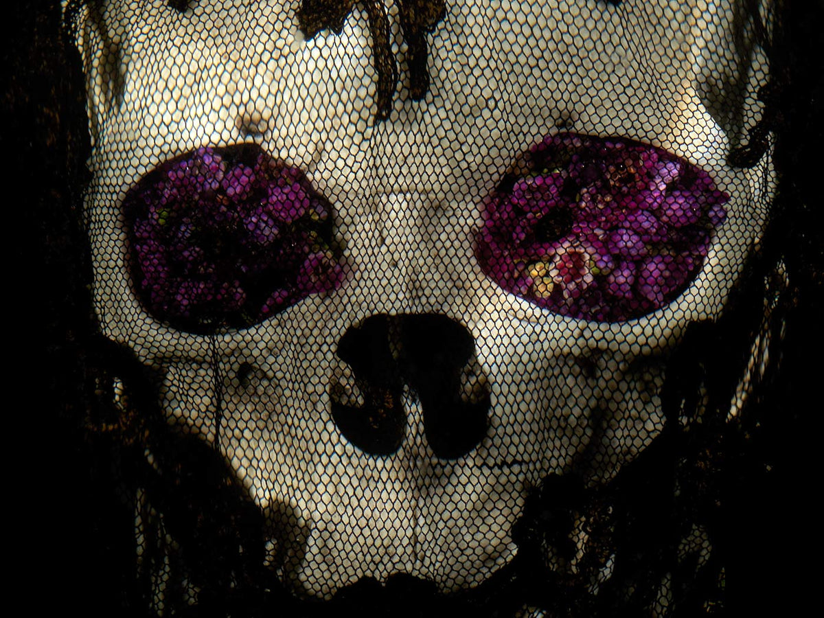 Additional view of Veiled skull with flowers, underwater analogue still life photograph by Alexander James Hamilton