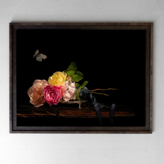 Isis Bound, a Vanitas still life photograph by Alexander James Hamilton, constructed underwater with skull and floral elements