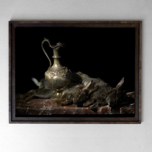 Multiply, a Vanitas still life photograph by Alexander James Hamilton, constructed underwater with skull and repeating floral elements