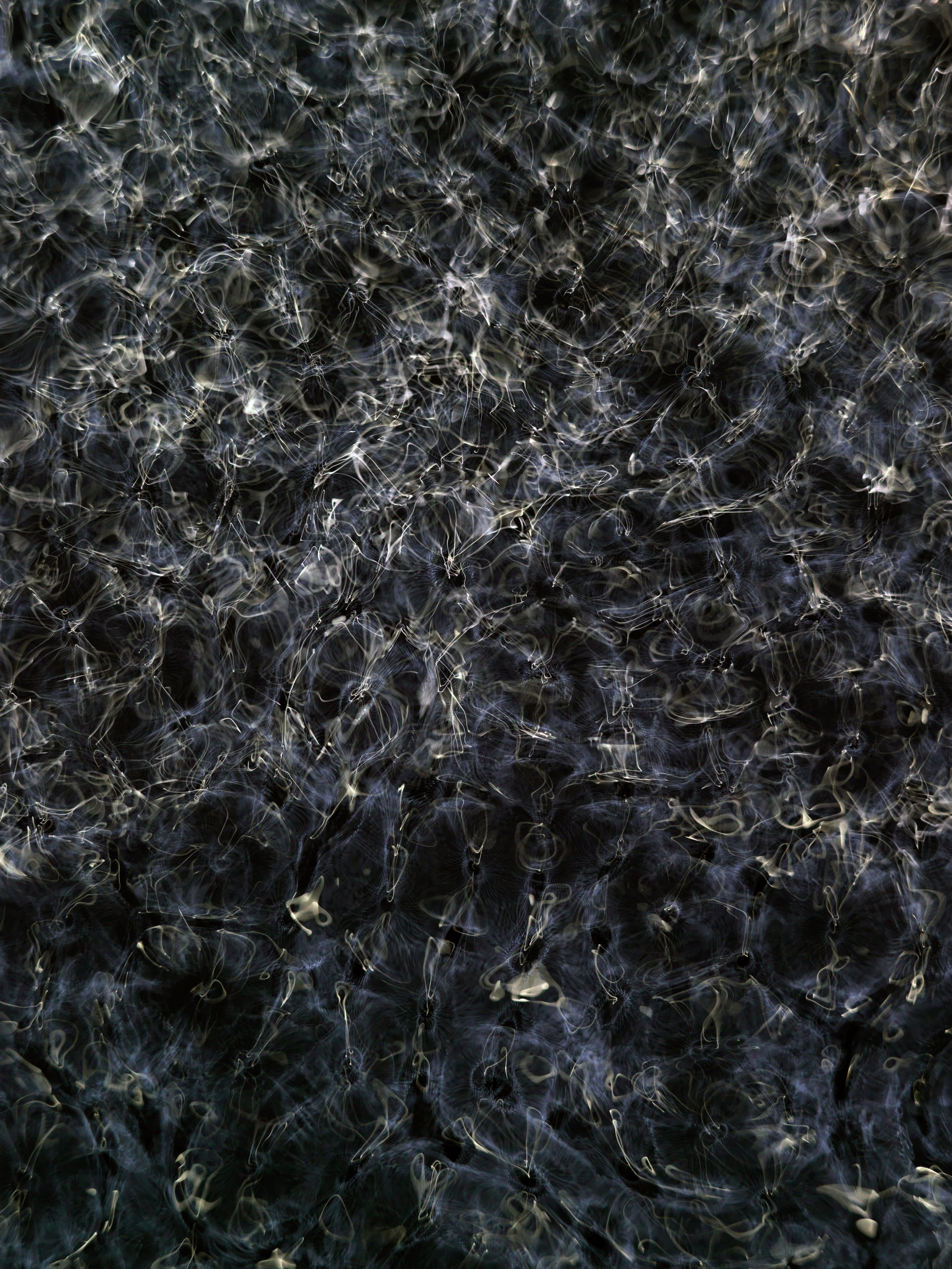 Detail of Cymatic Plate 0161-1 showing fluid light patterns formed through resonance in water, analogue photograph by Alexander James Hamilton