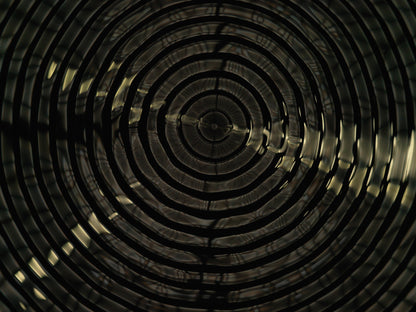 Detail of Cymatic Plate 0181 showing fluid light patterns formed through resonance in water, analogue photograph by Alexander James Hamilton