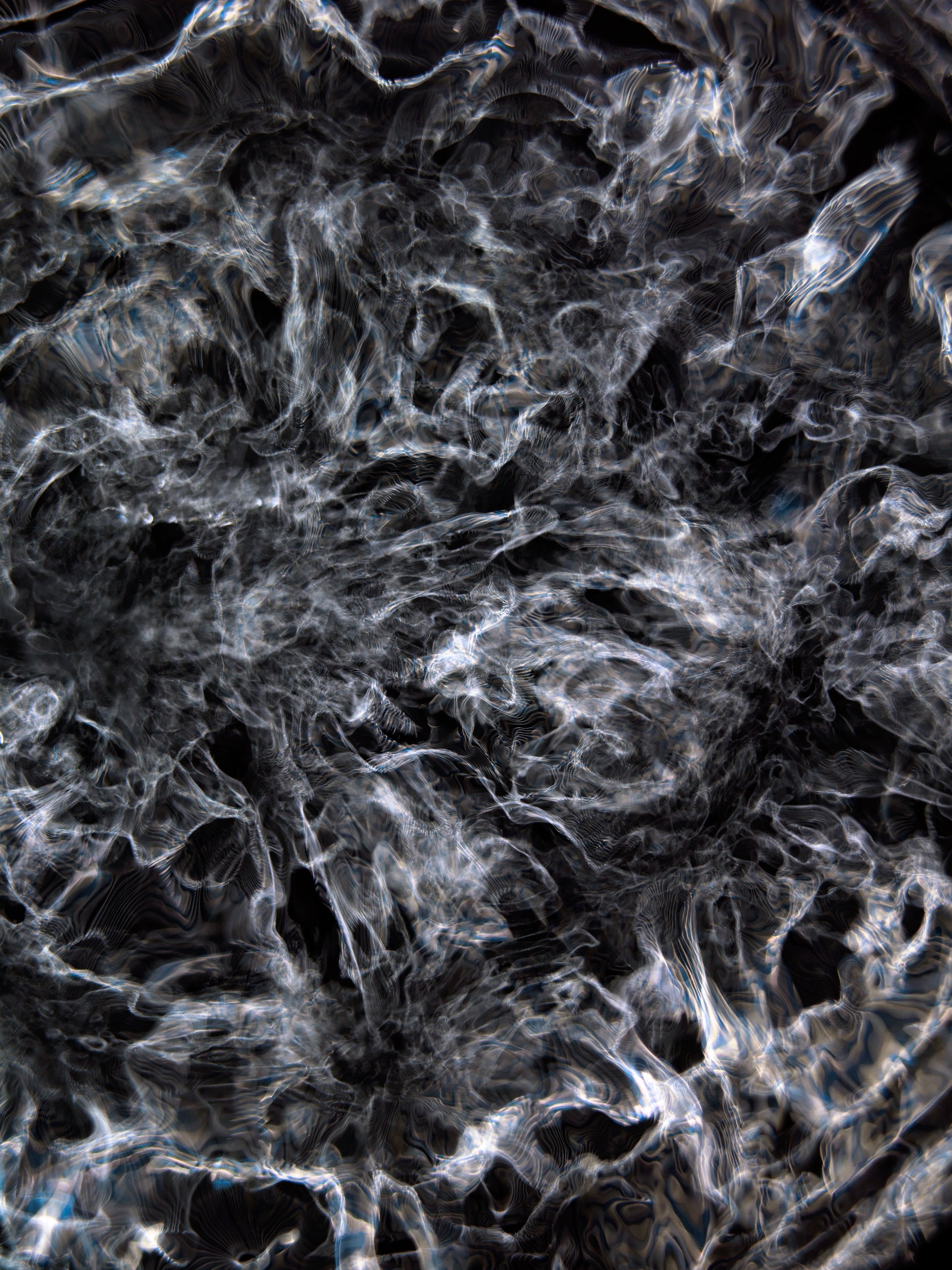 Detail of Cymatic Plate 0262 showing fluid light patterns formed through resonance in water, analogue photograph by Alexander James Hamilton