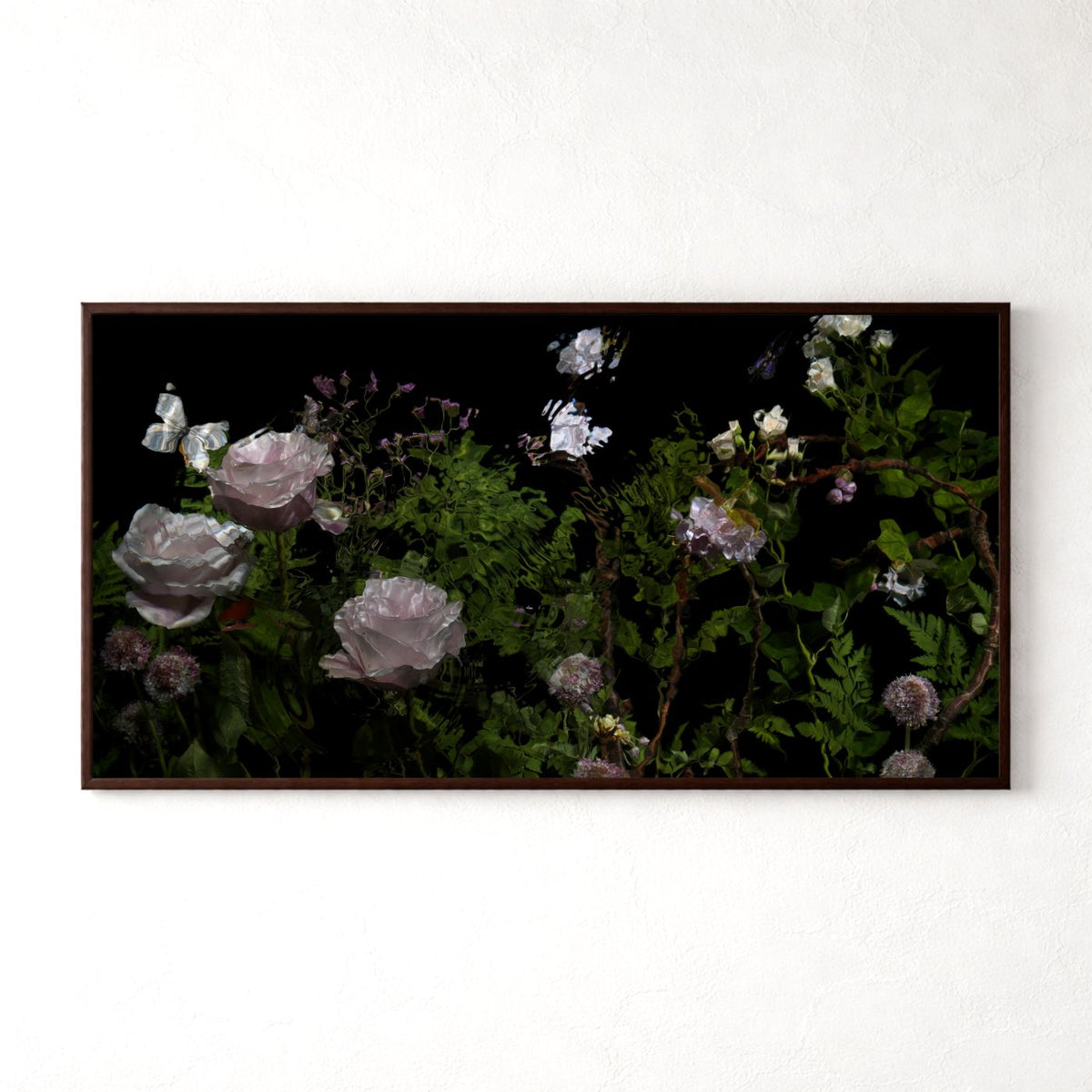 Riverbrook with roses by Alexander James Hamilton, analogue photograph produced through water and light, unique work, no digital post production