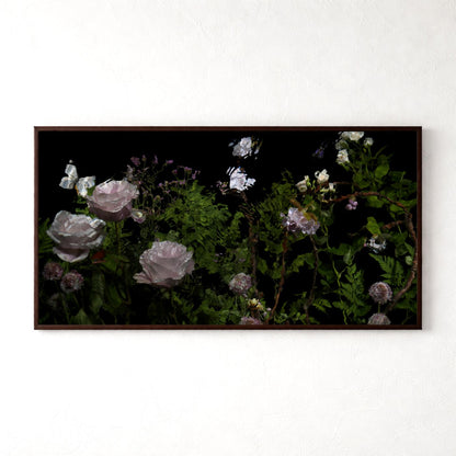 Riverbrook with roses by Alexander James Hamilton, analogue photograph produced through water and light, unique work, no digital post production