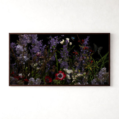 Riverbrook with violets by Alexander James Hamilton, analogue photograph produced through water and light, unique work, no digital post production
