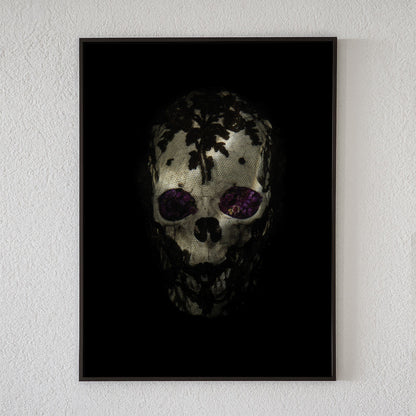 Veiled skull with flowers by Alexander James Hamilton, analogue photograph produced through water and light
